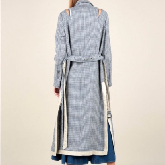 NWT Fun and Flirty Cold Shoulder Gingham Trench - Picture 3 of 3